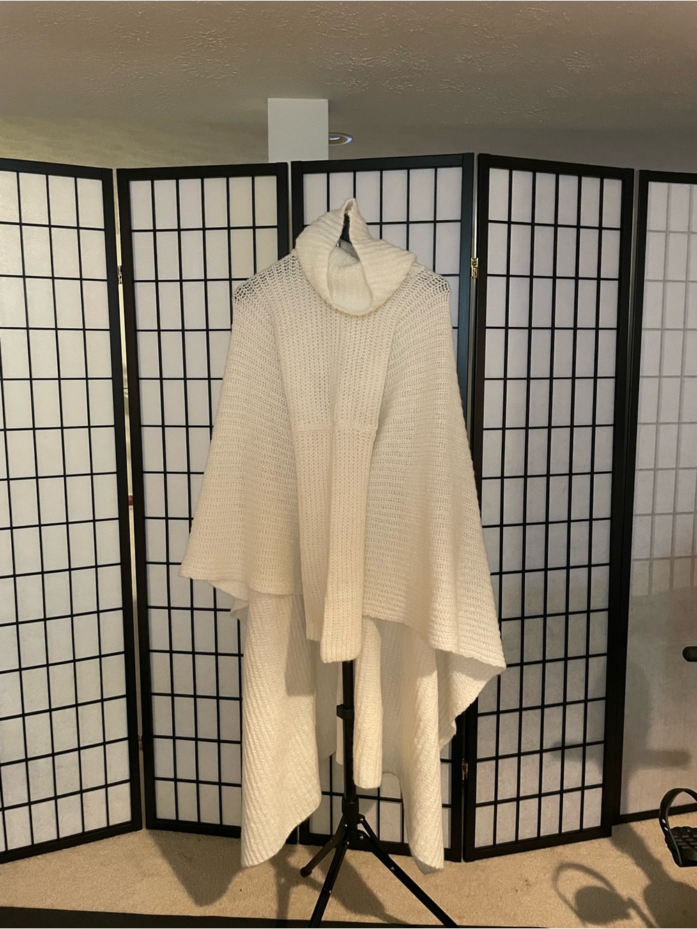 AKIRA Cream Cowl Turtleneck Poncho Sweater